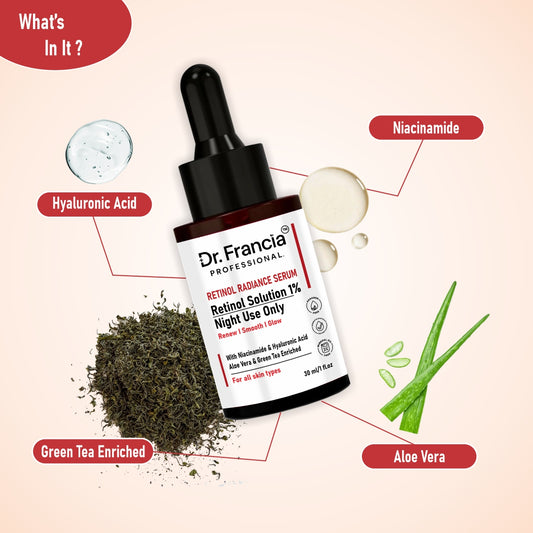 Dr. Francia Professional 0.3% Retinol Radiance Night Face Serum | Anti-Aging & Skin Renewal