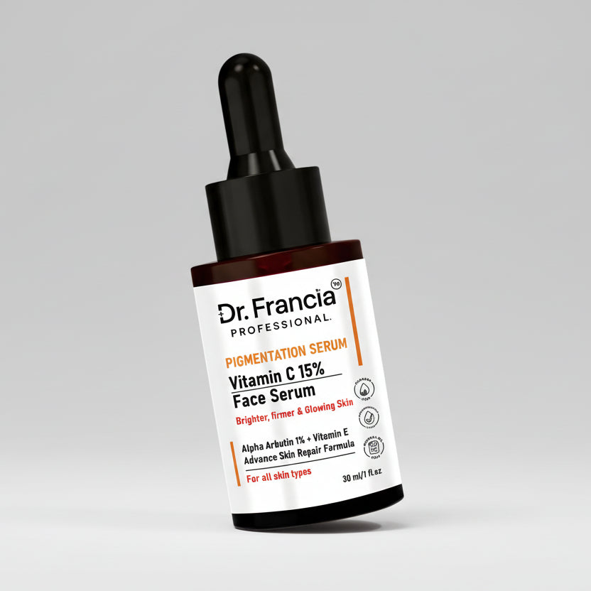 Dr. Francia Pigmentation Serum bottle with dropper on a white background
