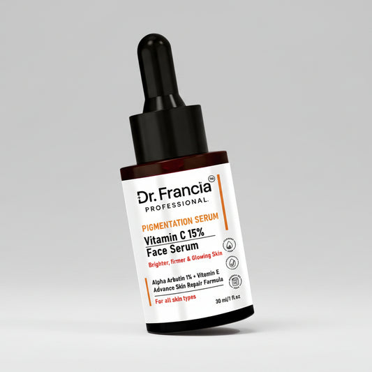 Dr. Francia Pigmentation Serum bottle with dropper on a white background