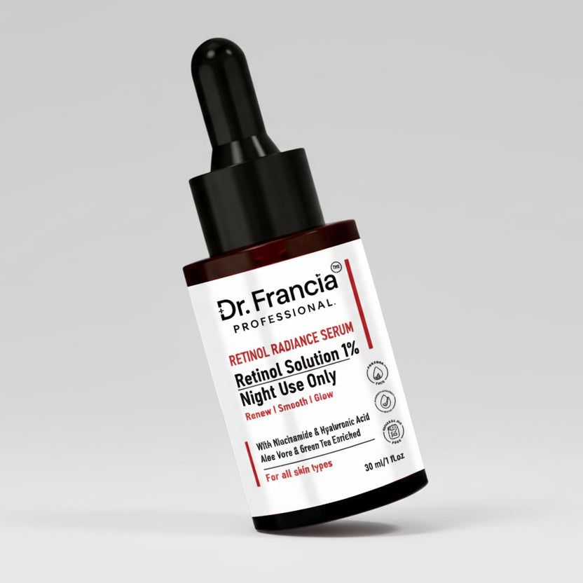Dr. Francia Retinol Radiance Serum bottle on a white background