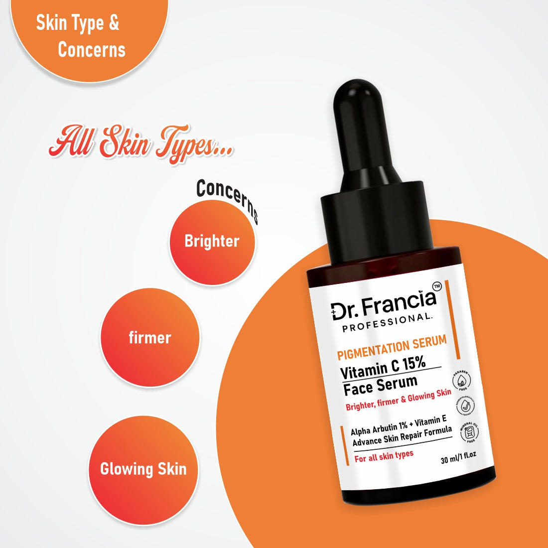 Dr. Francia Professional 15% Vitamin C Face Serum for Glowing Skin